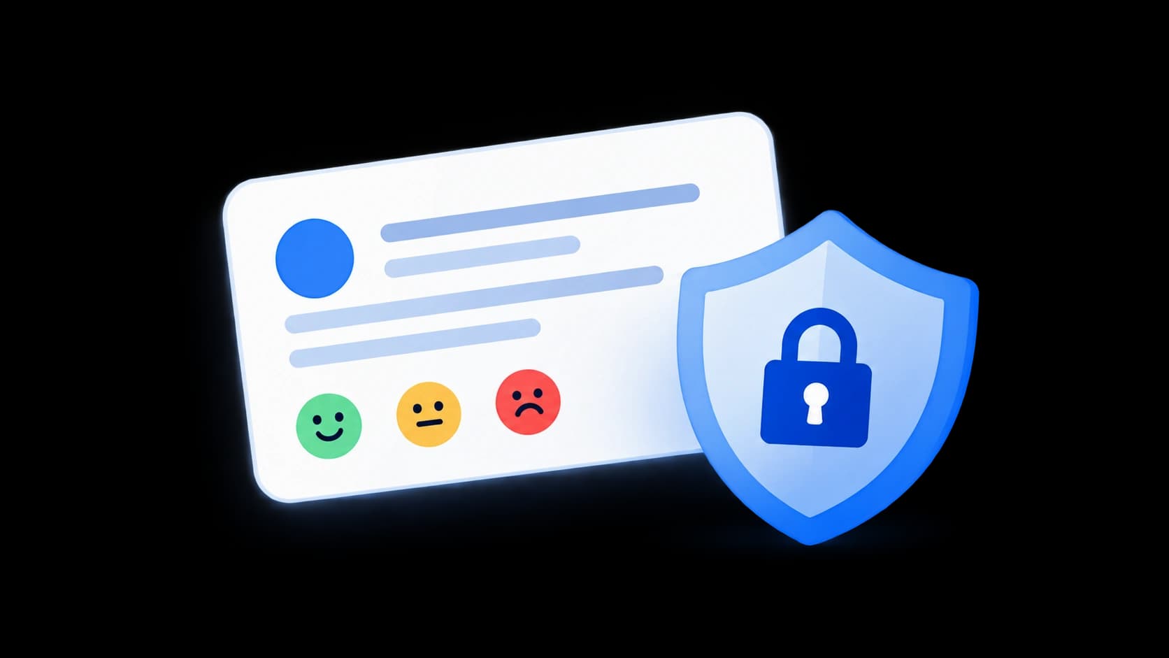 Employee feedback card protected by a shield and padlock.